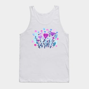 Watercolor whimsical flowers - purple and indigo Tank Top